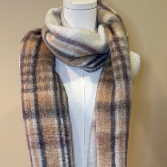 NWT Aqua Plaid Blanket Scarf OS - Picture 2 of 5